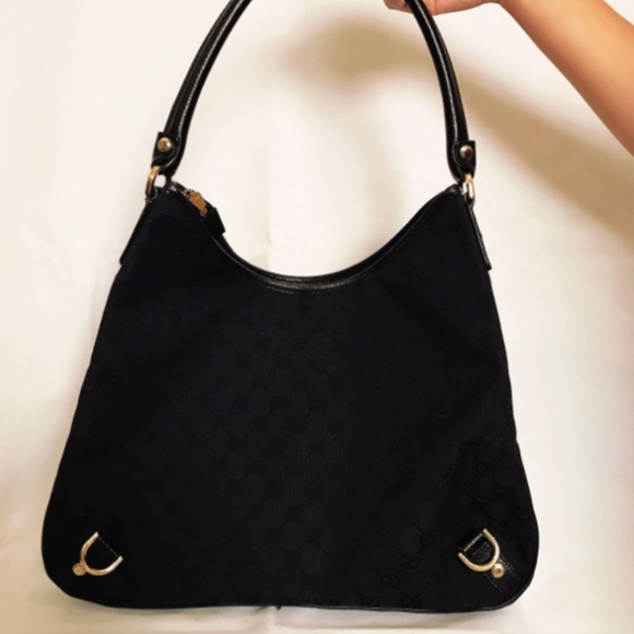 GUCCI Black Hobo Style Handbag with Gold Details - Picture 2 of 8